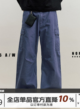 NOFAITH水洗做旧弯刀工装裤男宽松百搭直筒法工裤休闲长裤潮25FW