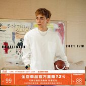 NOFAITH重磅300g打底衫 纯白色藏青圆领休闲长袖 T恤宽松男女无信仰