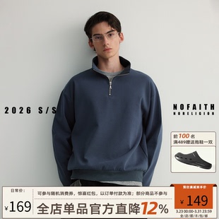NOFAITH羊毛莫代尔空气层半拉链套头卫衣男春季 老钱宽松上衣 新品