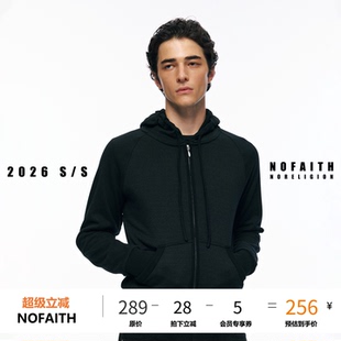 NOFAITH双拉链廓形连帽卫衣开衫外套男秋新款插肩袖短款休闲上衣