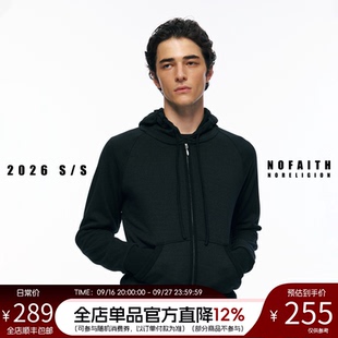 NOFAITH双拉链廓形连帽卫衣开衫外套男秋新款插肩袖短款休闲上衣