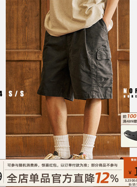 NOFAITH水洗做旧工装短裤男夏日系复古多口袋潮流宽松休闲五分裤