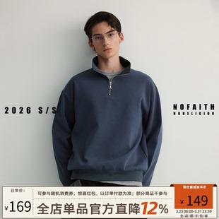 NOFAITH羊毛莫代尔空气层半拉链套头卫衣男春季新品老钱宽松上衣