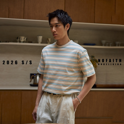 NOFAITH高支精棉渐变条纹短袖男夏季新款宽松休闲百搭情侣t恤上衣