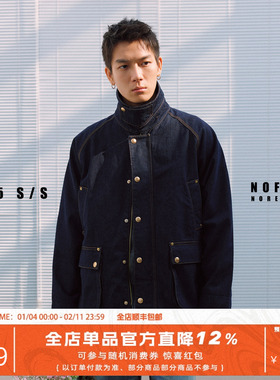 NOFAITH春季vintage原色牛仔猎装夹克外套男宽松休闲翻领格子上衣