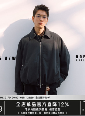 NOFAITH春季新品羊毛混纺夹克外套男简约休闲宽松通勤翻领上衣