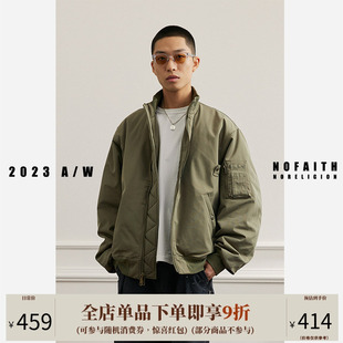 NOFAITH秋冬3M新雪丽加厚宽松飞行员夹克棉衣立领双面穿棉服男潮