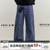 休闲长裤 男宽松百搭直筒法工裤 潮25FW 裤 NOFAITH水洗做旧弯刀工装
