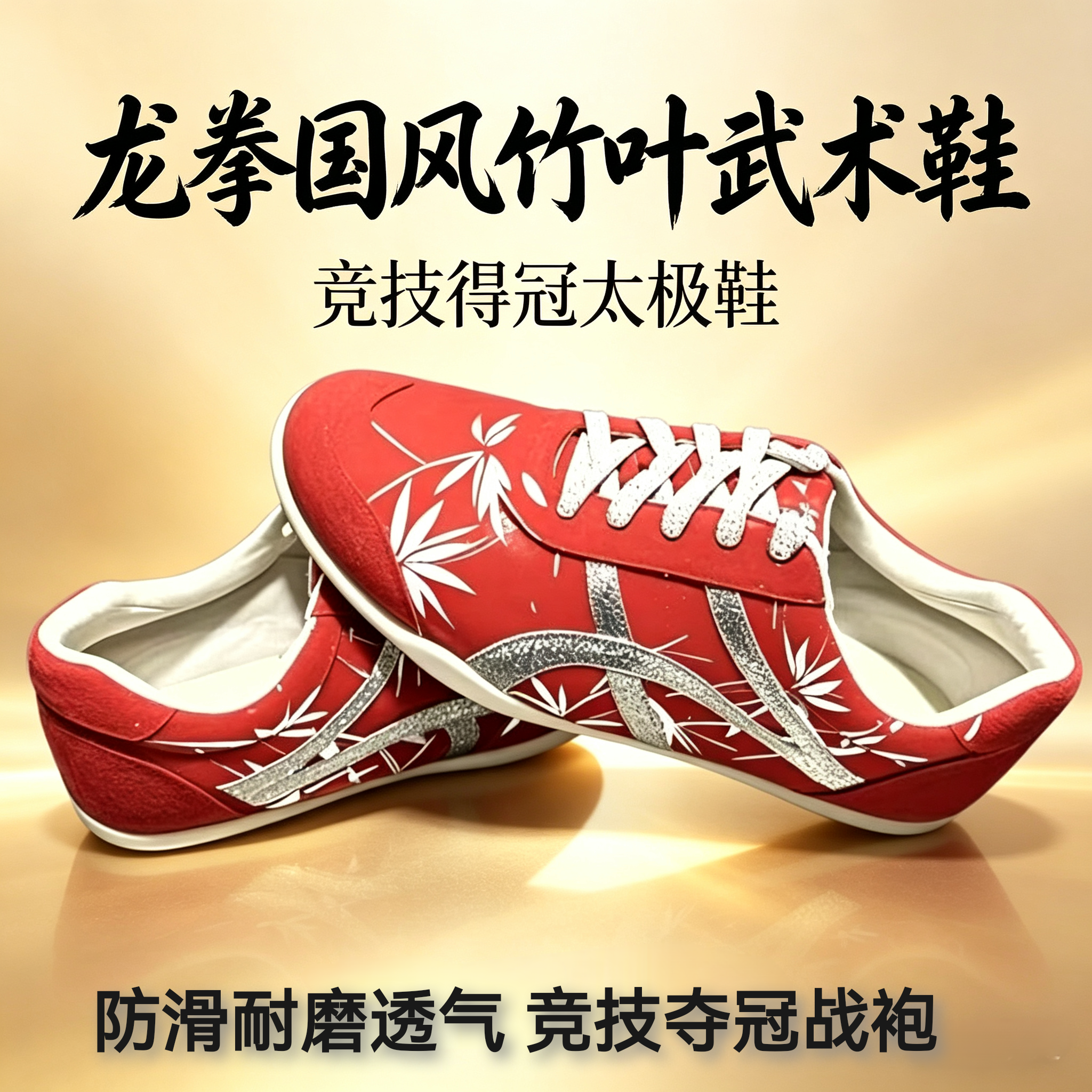 龙拳高端国风竹叶武术鞋太极练功长拳南拳考级比赛珠光综训鞋防滑