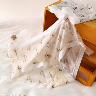 2025春夏舒适冰丝中腰三角裤头女士添华1070轻薄透气半透性感内裤