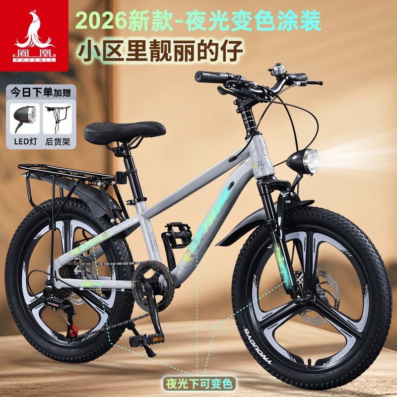 凤凰儿童山地自行车6-12岁男女孩青少年小学生变速18/20/22寸单车