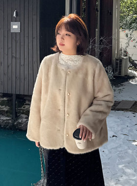 小香风外套2025冬新款220斤胖mm大码名媛气质显瘦环保水貂毛皮草