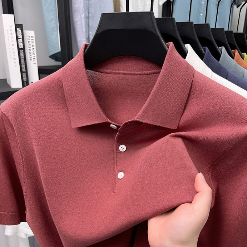女儿结婚礼服爸爸装短袖T恤中年喜公公婚宴装夏装薄半袖POLO衫男