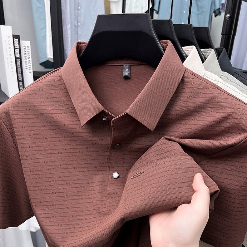 男士POLO衫短袖t恤爸爸夏装plol红色婚宴结婚礼服装喜公公上衣服