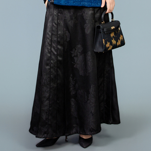 女装 长裙拉链高腰A字裙半身裙民族风时尚 提花250933K 墨香缘