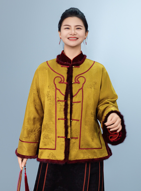 【疏影】提花直襟圆领短款厚款上衣棉衣民族风夹棉新中式251104T