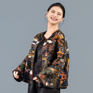 【杏园溪畔】重工满绣圆领秋季刺绣短外套女士国风中式秋冬