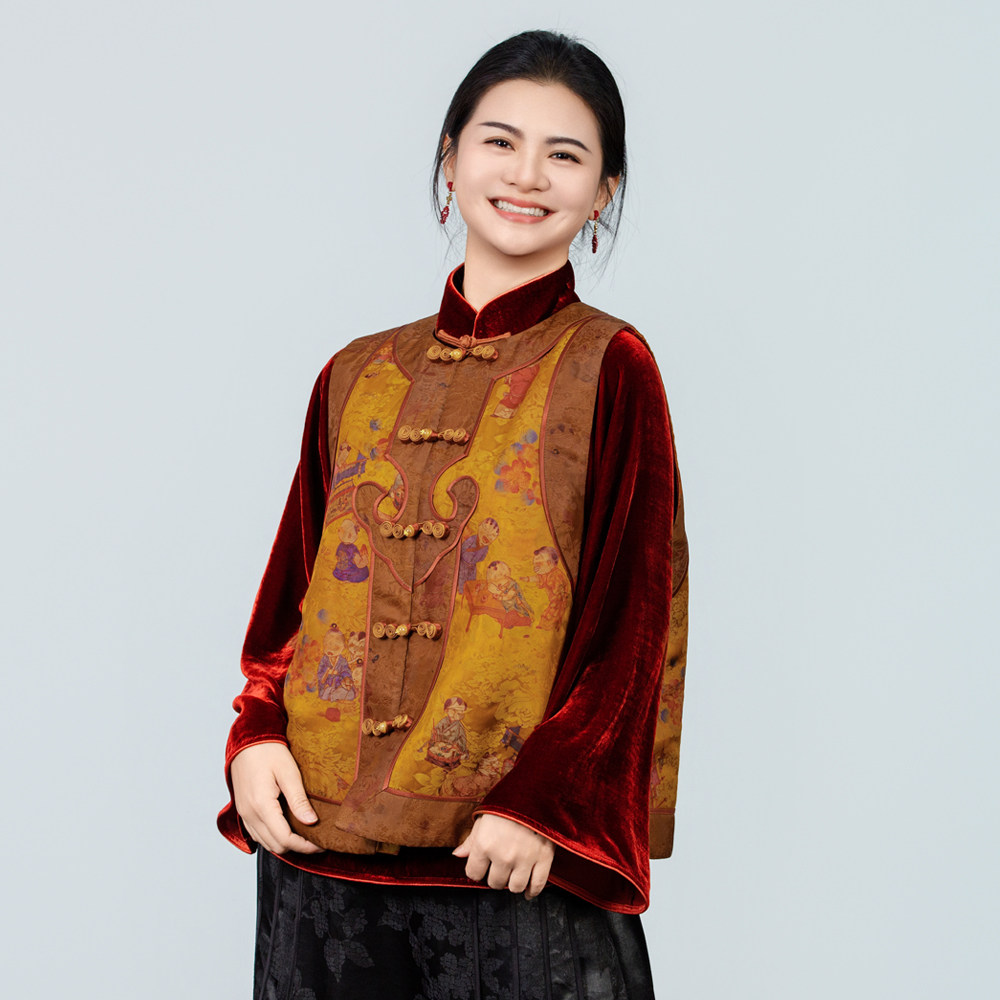 【百子】薄款常规圆领常规款马甲女装提花长袖中国风中式251028T,女装/女士精品,马夹,淘宝优惠券,粉丝福利购,淘宝优惠卷