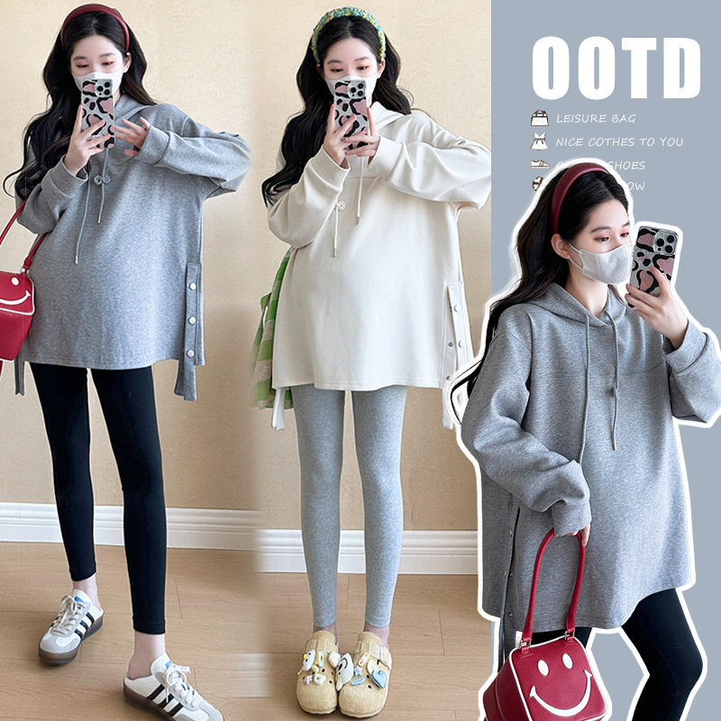 现货实拍 秋款新款休闲宽松卫衣孕妇连衣裙