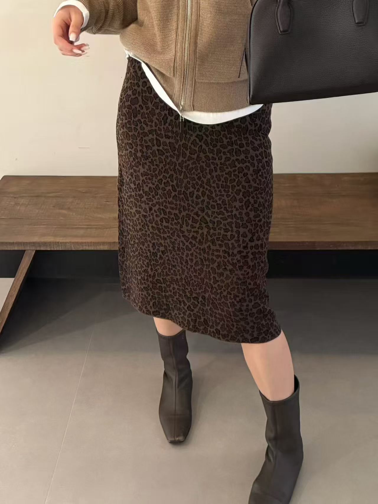 欧洲站秋季高腰显瘦中长半身裙
