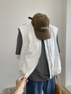 宽松显瘦日系百搭圆领无袖 秋季 坎肩背心上衣外套潮 韩版 2025新款