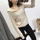 春秋薄款 上衣 纯棉外套女连帽拉链卫衣显瘦外搭学生瑜伽运动服开衫