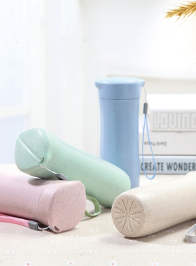 小麦秸秆水杯女生高颜值塑料便携学生随手杯创意简约防摔运动杯子