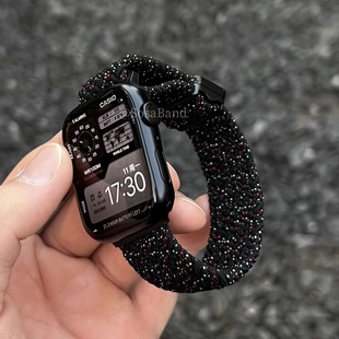 iwatch10高级感新款编织尼龙磁吸表带适用苹果手表s987se运动弹力