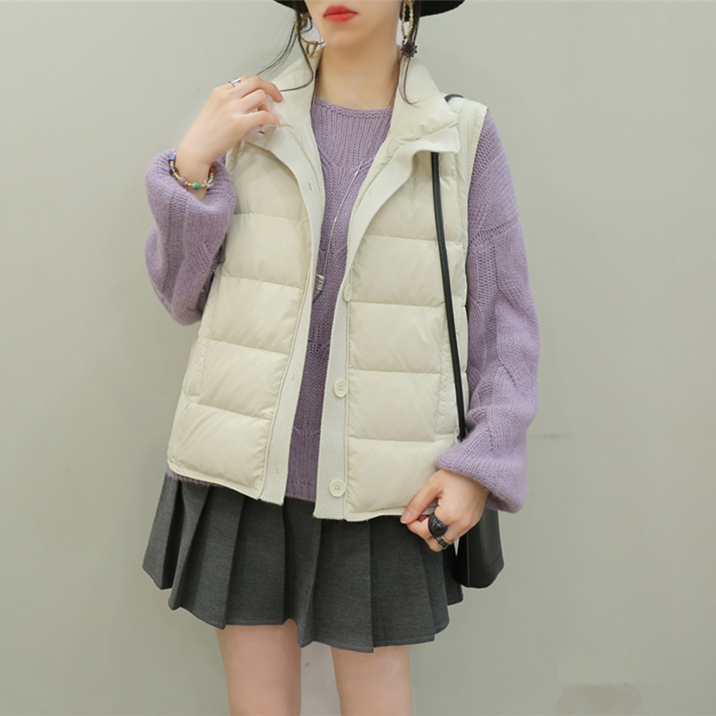 白鸭绒立领羽绒服马甲马夹厚