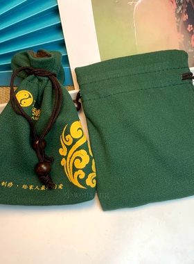 布袋绿色小号薄款加厚款加绒束口袋子保护牛角制品刮板小饰品太极