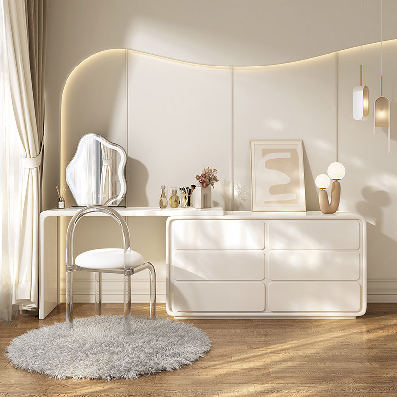 法式梳妆台伸缩奶油风