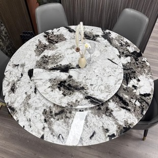 巴西进口纯天然奢石金孔雀圆桌纯天然大理石高端别墅豪宅大圆桌