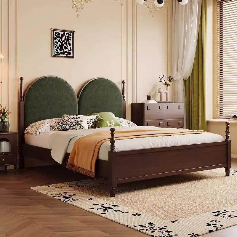 设计师中古风实木法式复古绒布