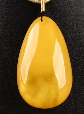 欧说珠宝20.09克俄料原矿鸡油黄满蜜满蜡蜜蜡水滴吊坠男女礼物