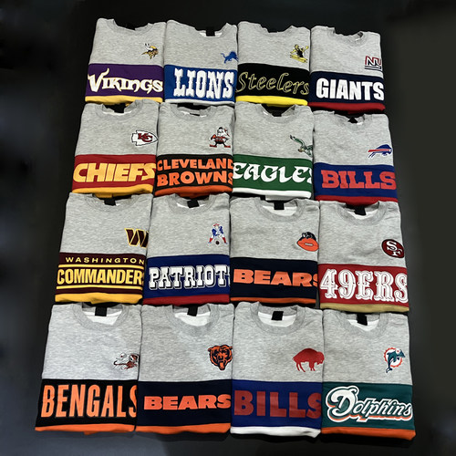 橄榄球刺绣运动卫衣圆领套头衫