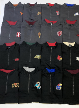 黑色深灰NCAA刺绣  篮球运动卫衣 投篮服 宽松嘻哈大码男士外套