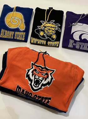 秋款薄绒 NCAA刺绣连帽篮球运动卫衣投篮服宽松大码 打底帽衫外套