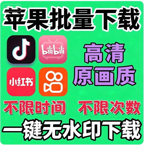小红书抖音快手苹果手机平板电脑软件批量下载高清无水印视频图片