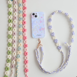 手工编织手机挂绳斜挎可背花花手机链可调节长短相机挂脖绳包带