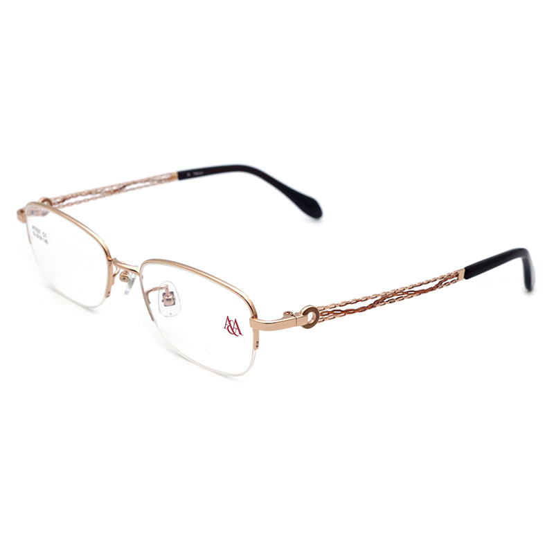 Aibyamani爱阿玛妮眼镜架女半框气质纯钛镜框可配近视镜片AT037