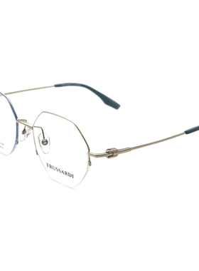 trussardi杜鲁萨迪眼镜框男女半框圆形纯钛近视金丝眼镜TSW1034T