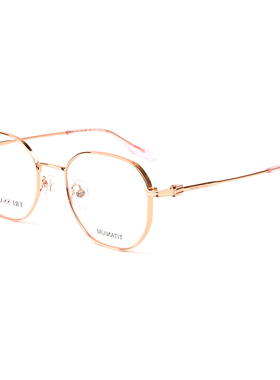 trussardi杜鲁萨迪眼镜框男女复古圆形纯钛近视金丝眼镜TSU1018T