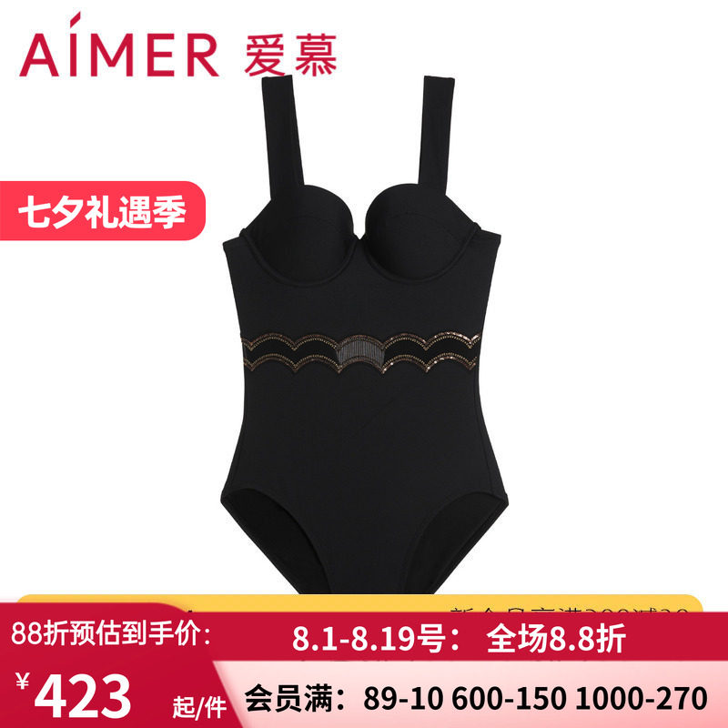女士吊带式黑色气质泳衣