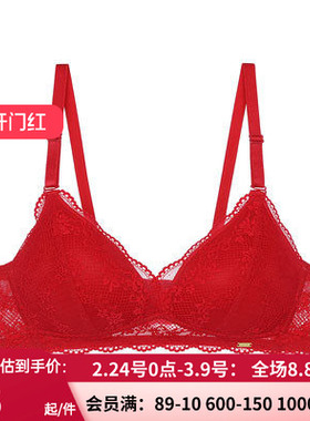 爱慕爱美丽内衣无钢圈大胸微乳真丝杯里三角杯红色薄文胸IM17BGP2