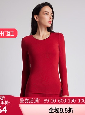 LACLOVER兰卡文秋冬女士轻暖本命年御寒红色打底保暧上衣LC72TM1