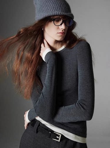 开间/德国BIELLA160s黄金羊毛120s可水洗 撞色假两件多领针织打底