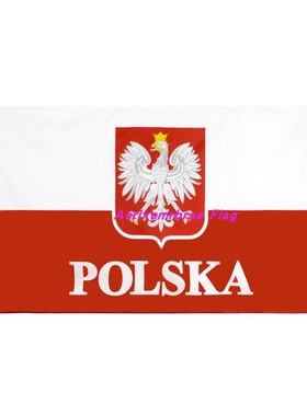 4号涤纶波兰国旗90x150春亚纺带国徽老鹰波兰旗帜 Poland Flag