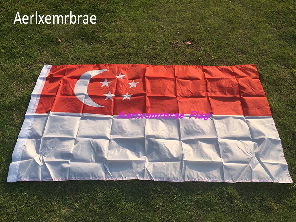 4号涤纶新加坡国旗90x150厘米春亚纺世界各国国旗 Singapore Flag
