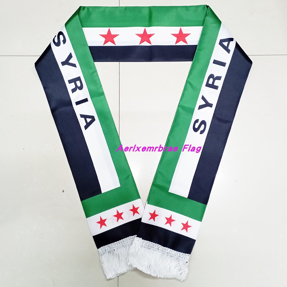 叙利亚围巾14*150涤纶布三星叙利亚国旗长条围巾Old Syria Scarf