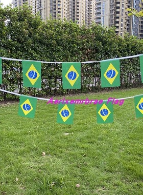 8号巴西串旗 商场KTV酒吧装饰挂旗14x21cm世界杯小国旗 Brazil